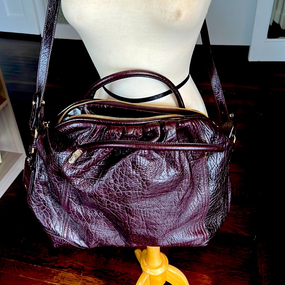 Nina Ricci chocolate brown/burgundy oversized handbag